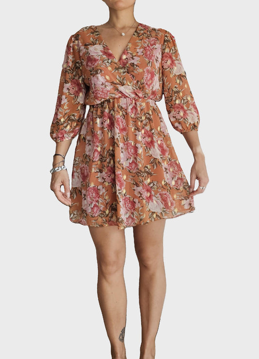 Robe fleurie orangée – Taille S