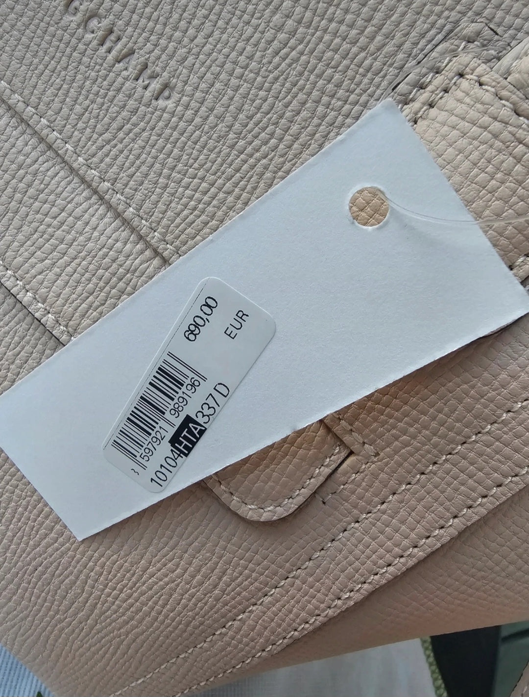 Sac cabas Longchamp taupe en cuir grainé